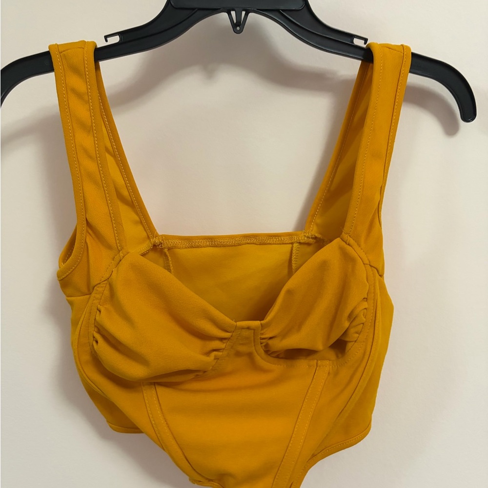 Mustard Yellow Structured One-Piece Swimsuit